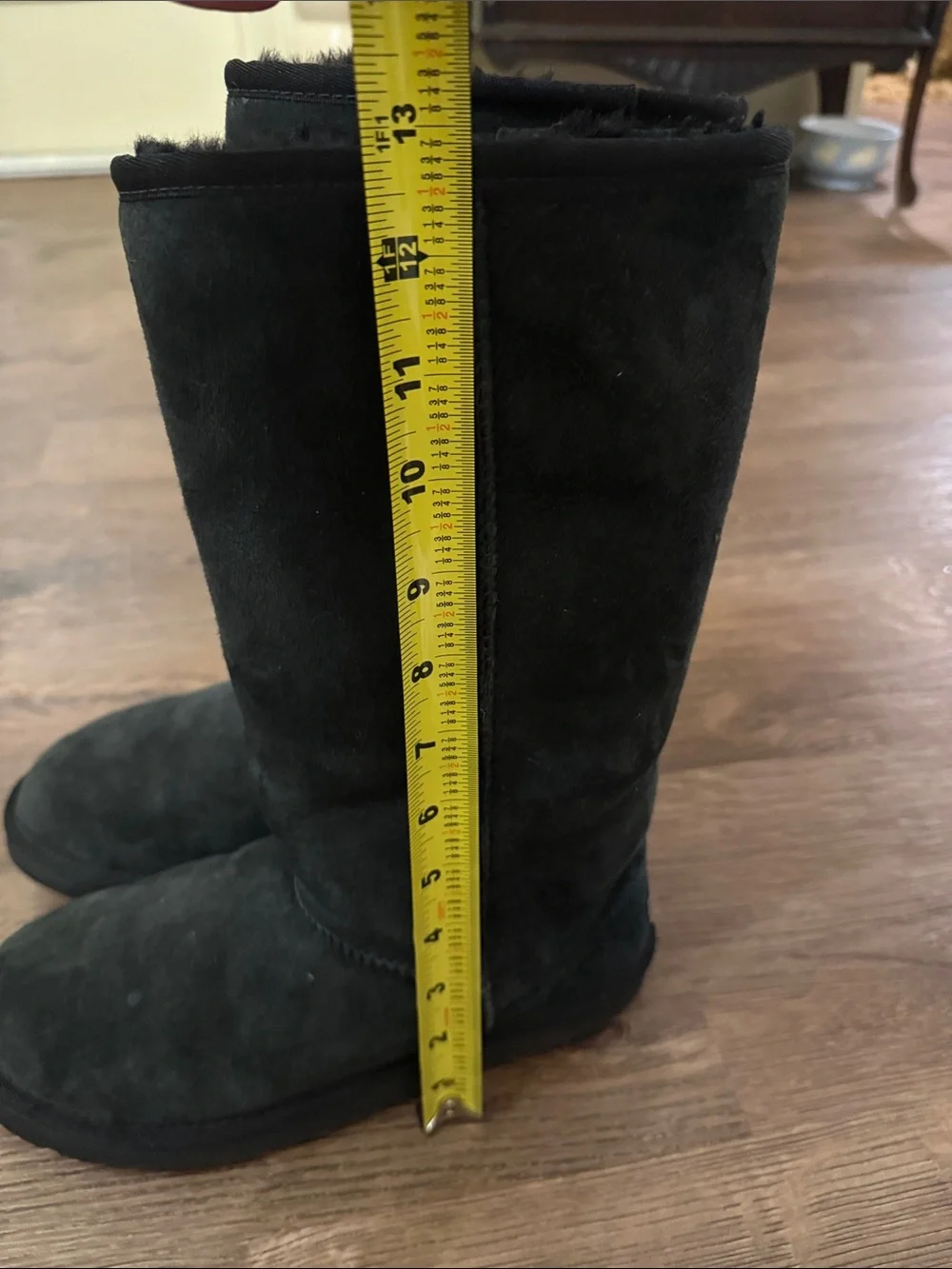 UGG Black Tall Suede Winter Boots with Shearling Size 7